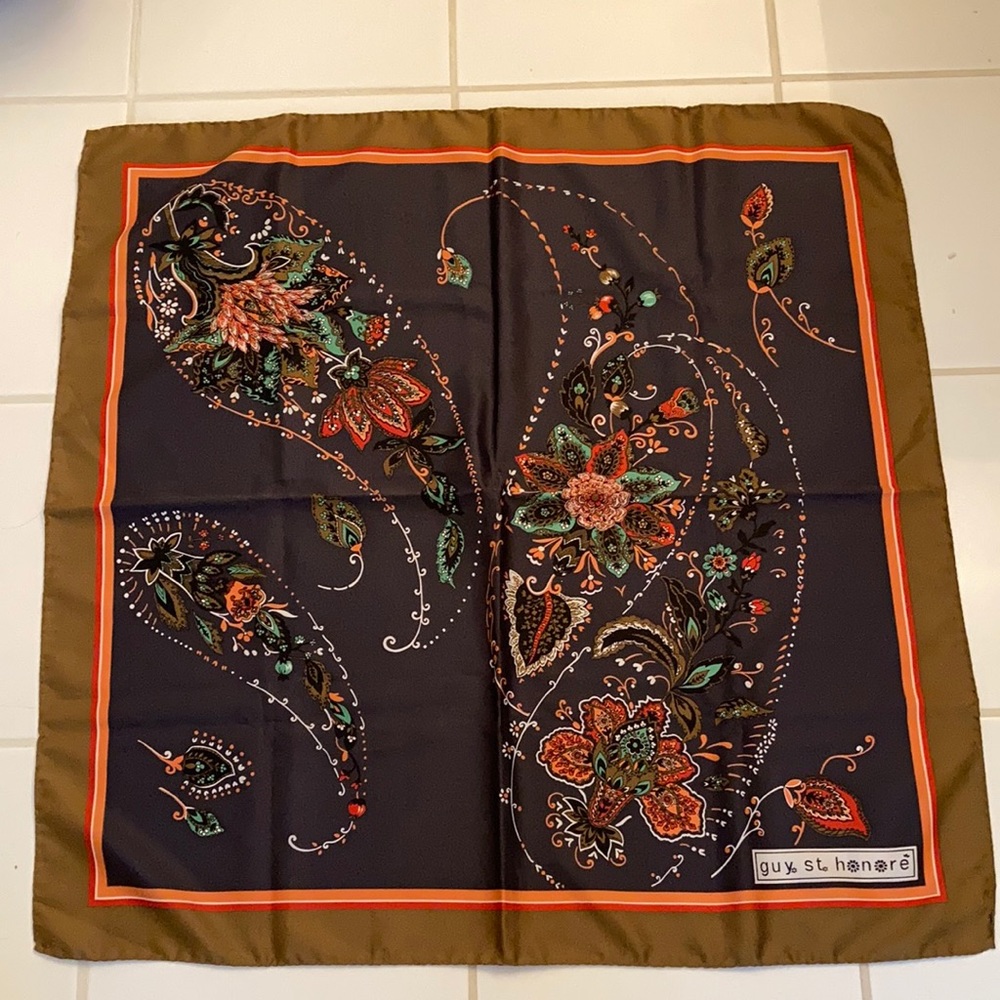 guy st honore brown with multi color floral-scarf